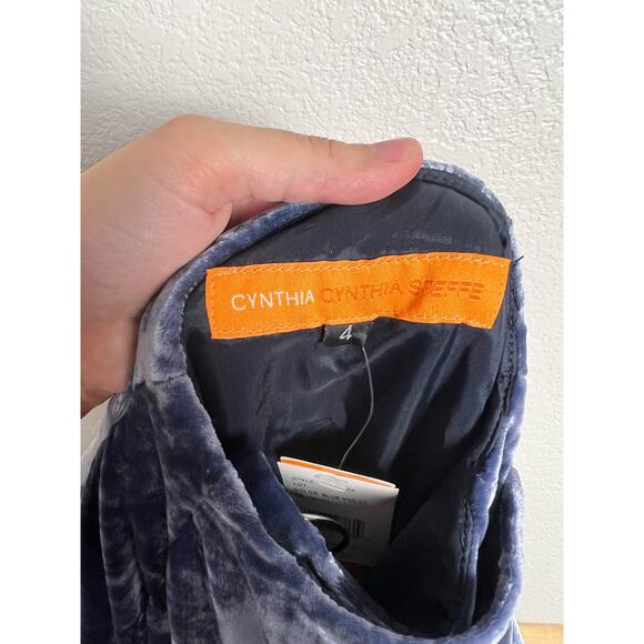 Cynthia Steffe Blue Silk Velvet Babydoll Cap Sleeve Mini Dress Women’s Size 4 - Picture 9 of 9